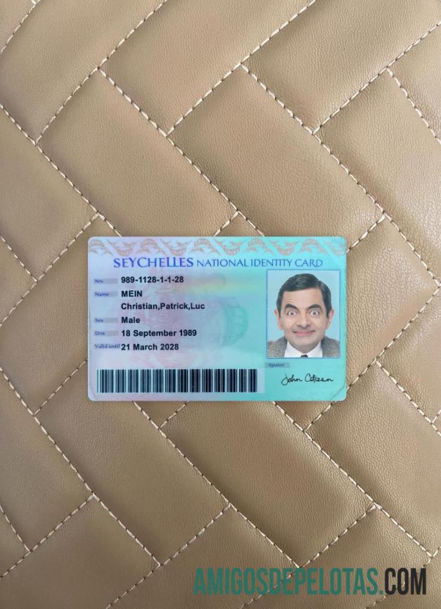 Seychelles National ID Card olhar de foto frente modelo